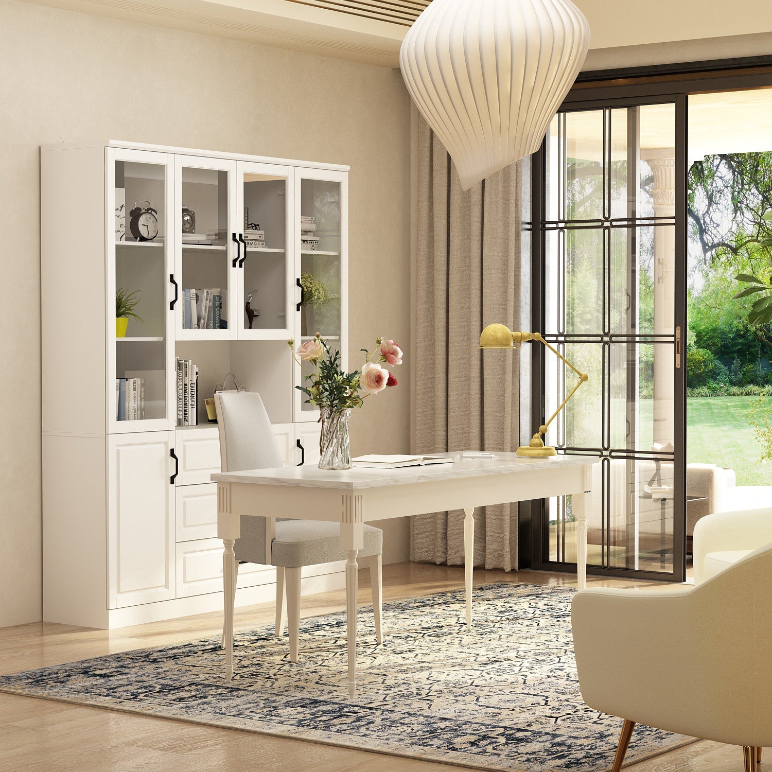 160 cm Classic White Large Display Cabinet Corner Shelf Storage Organizer Bookshelf in Combination