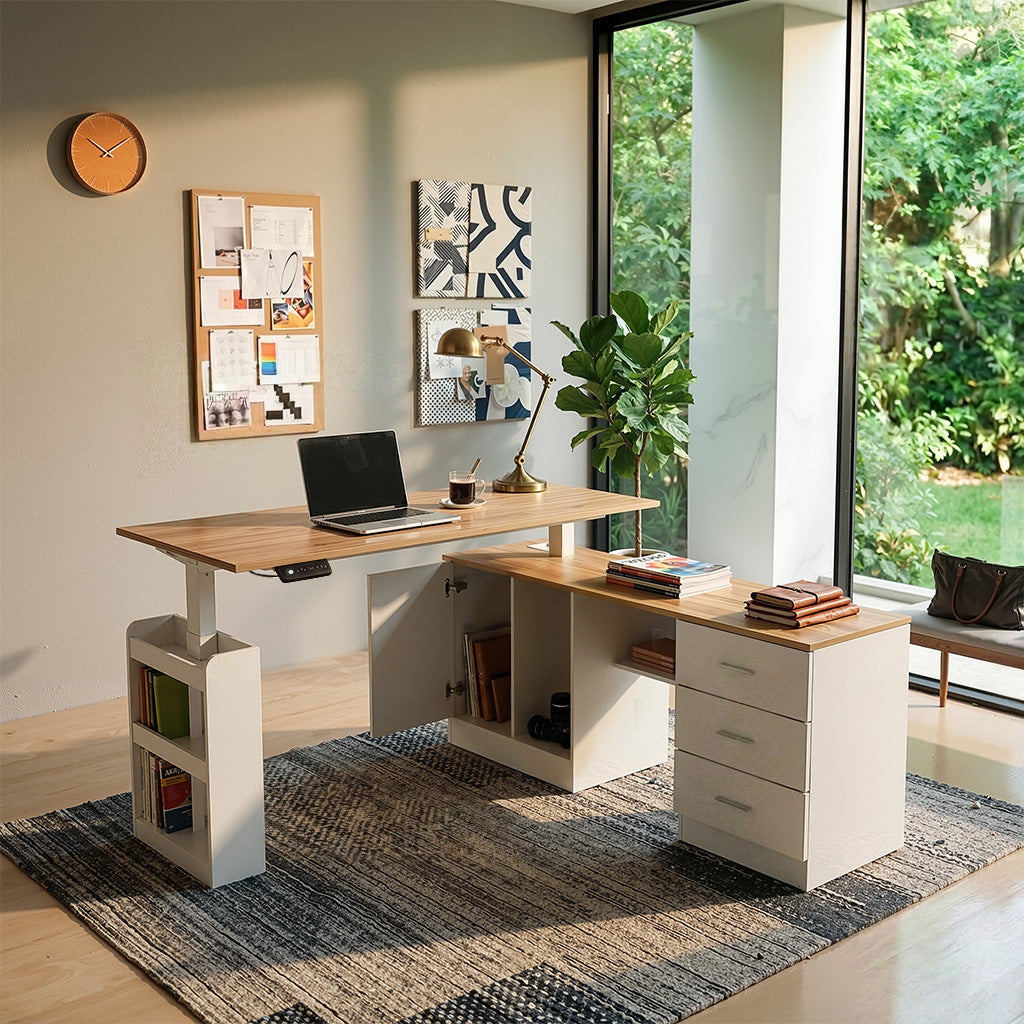 160 cm Modern Oak/Brown Standing Desk with Memory Preset Controller