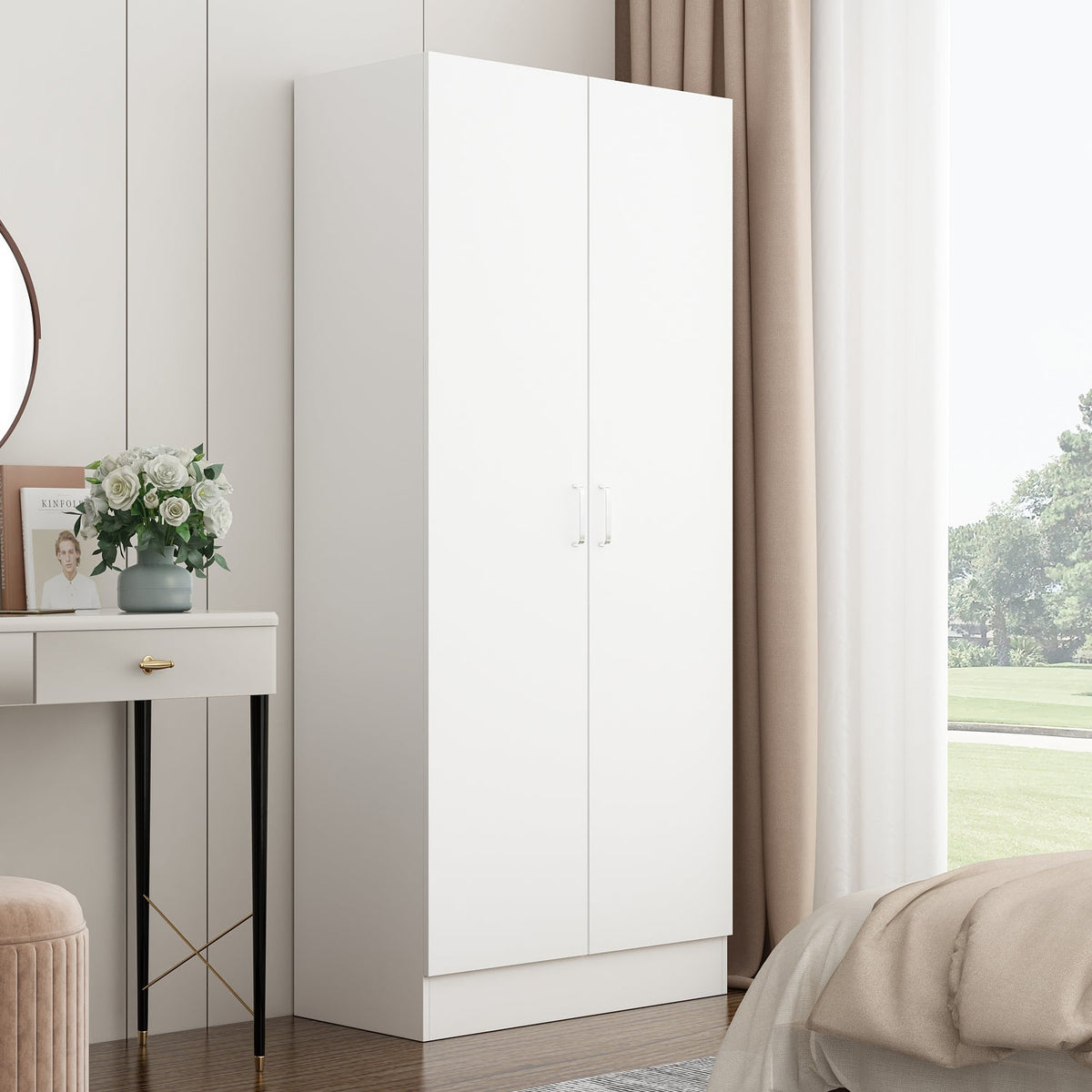 80 cm Modern White 5-Tier Armoires Wardrobe Cabinet With 2 Doors