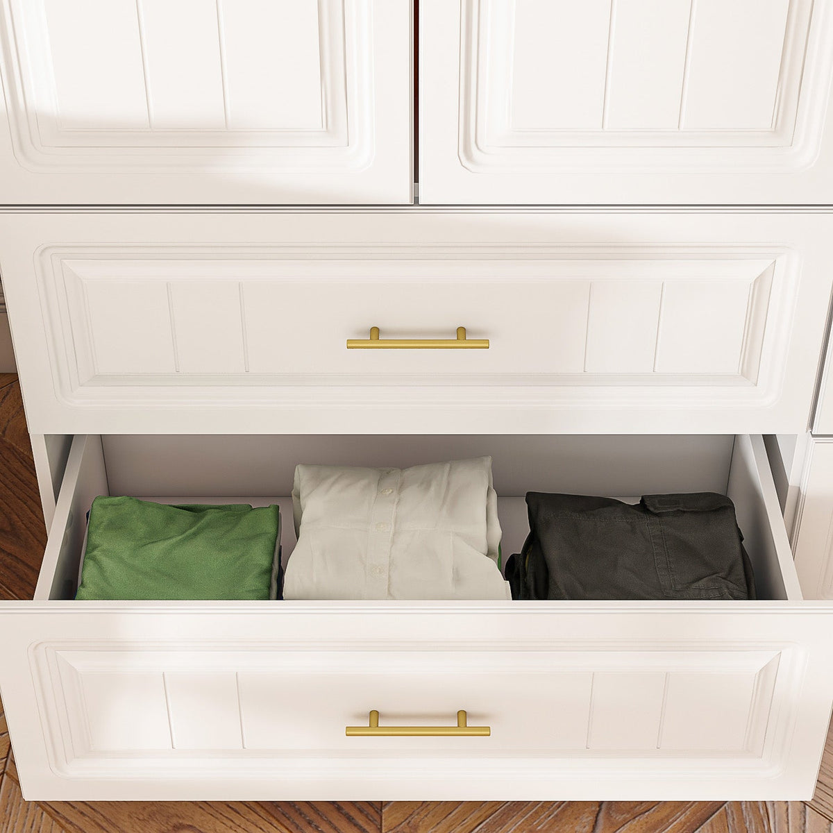 Wardrobe Heavy Duty Clothes Closet Storage Cabinet Armoire with Metal Handles for Small Living