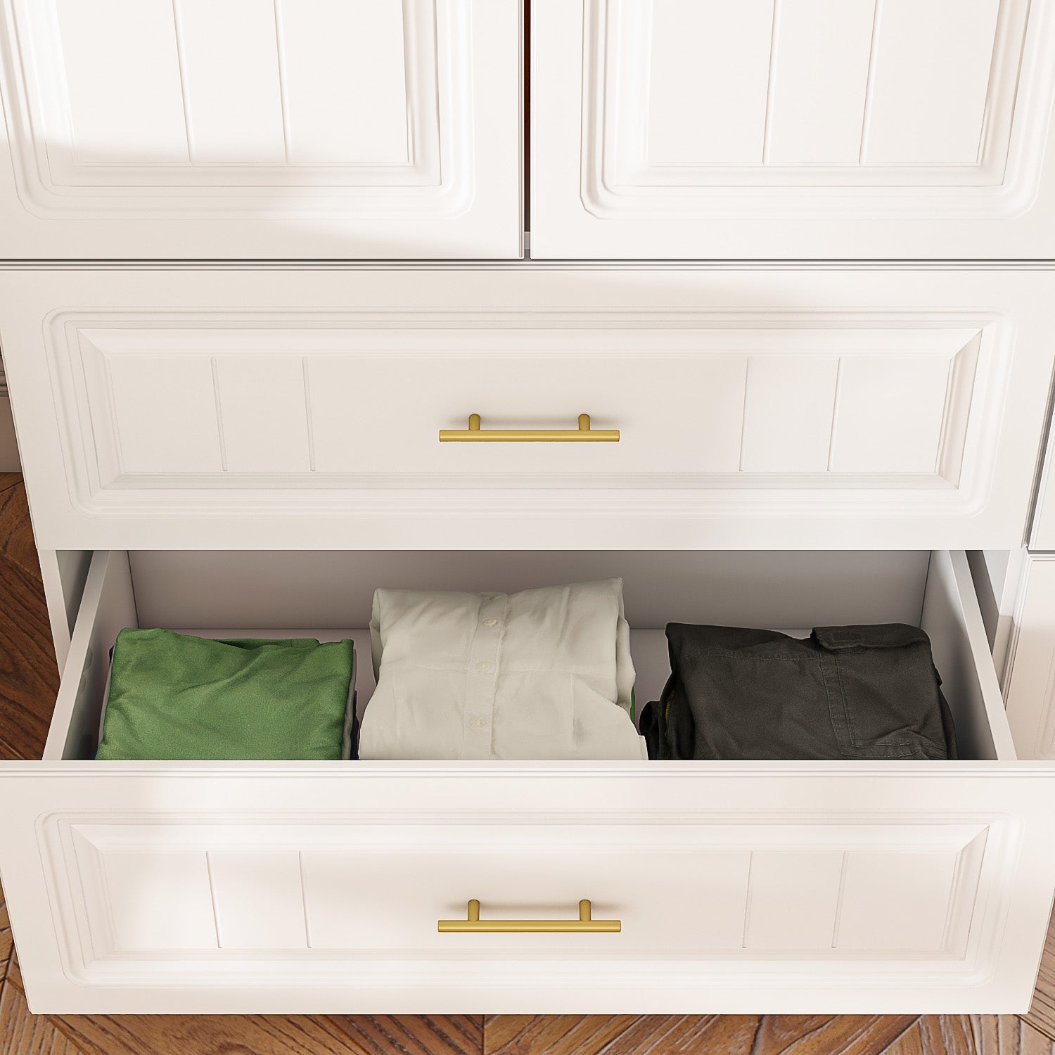 Wardrobe Heavy Duty Clothes Closet Storage Cabinet Armoire with Metal Handles for Small Living
