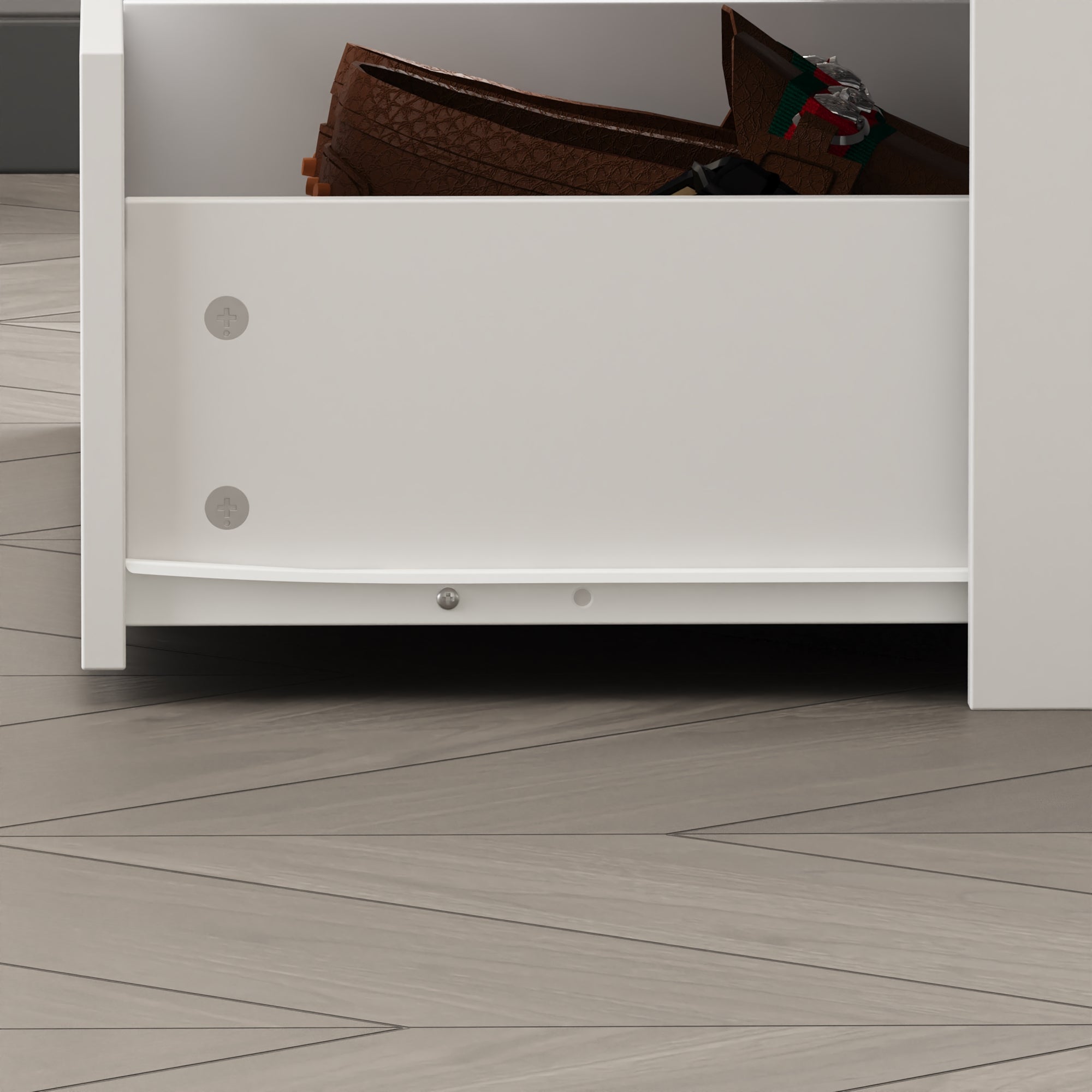 Commode moderne blanche de 157 cm à 14 tiroirs avec plateau en verre trempé