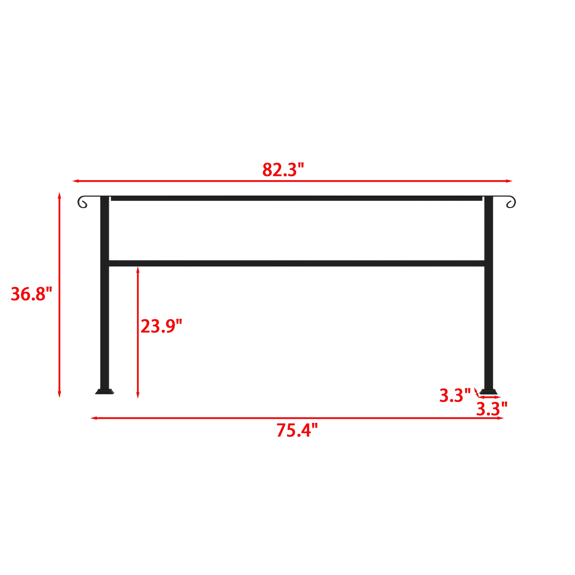 210 cm Modern Matte Black Stair Banister with Adjustable Angle