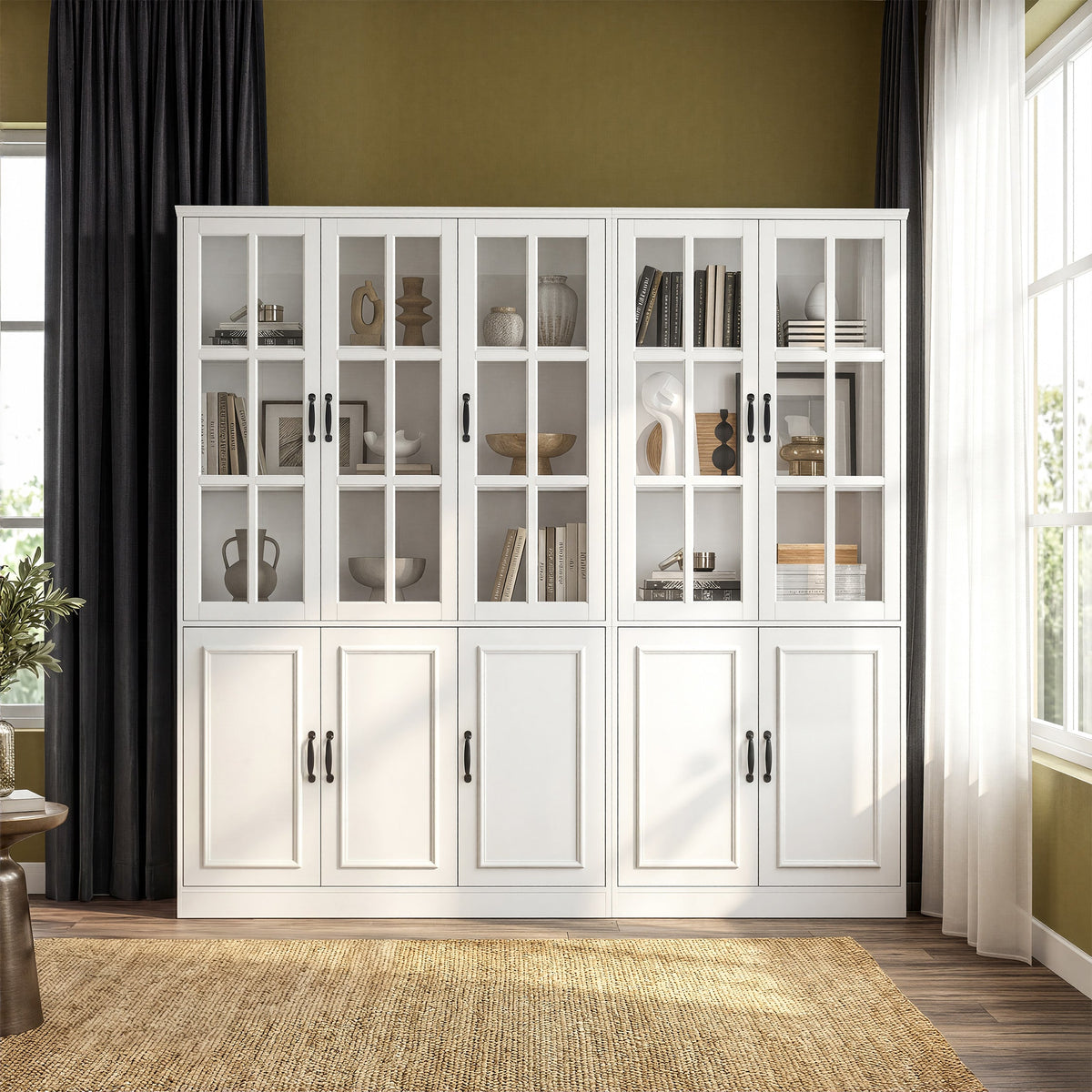 Sofna 78.7-inch white storage cabinet with 10 doors and 15 adjustable shelves