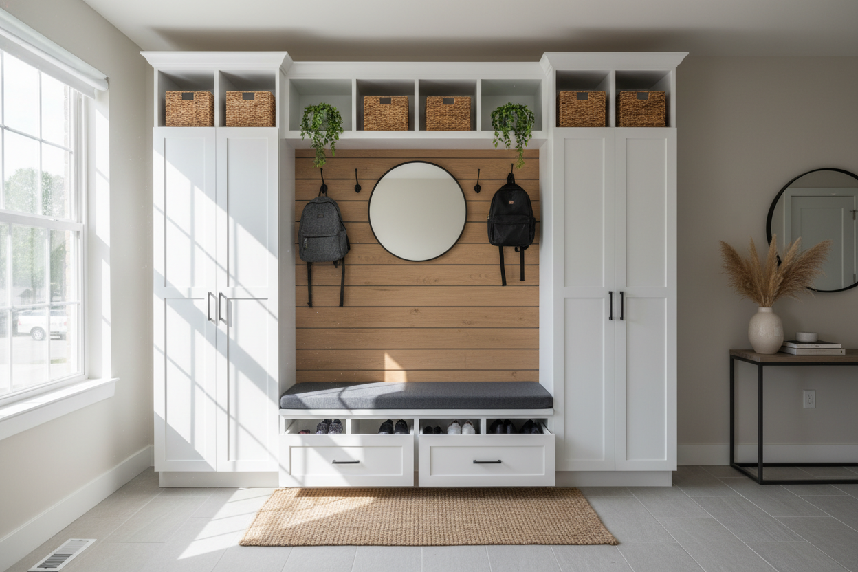 I Turned Home Depot Wood Storage Cabinets Into a Fake Mudroom