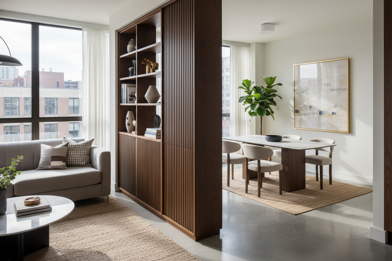 I Used a Contemporary Tall Cabinet to Divide My Open Floor Plan