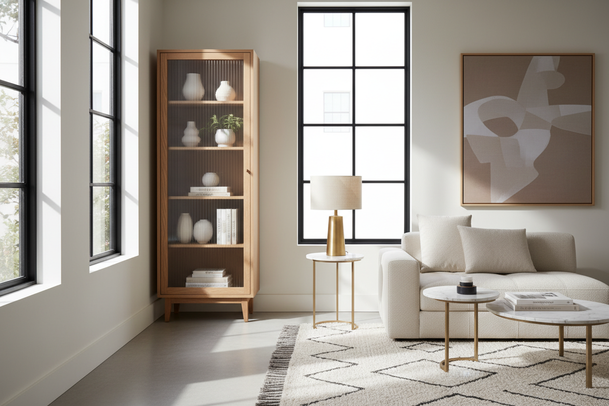 I Squeezed a Tall Narrow Accent Cabinet Into My Most Awkward Corner