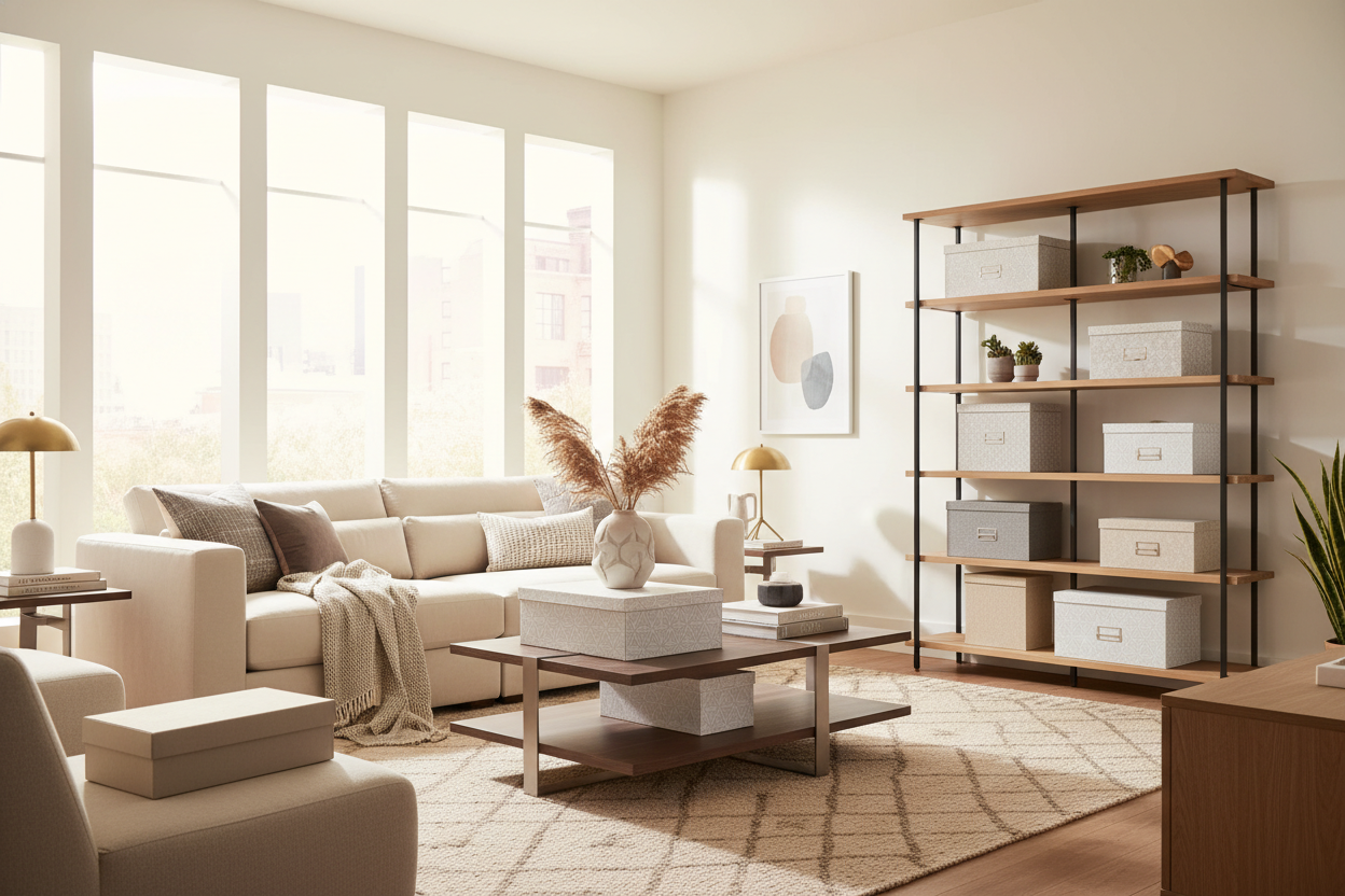 I Secretly Use Store Display Boxes to Stage My Living Room