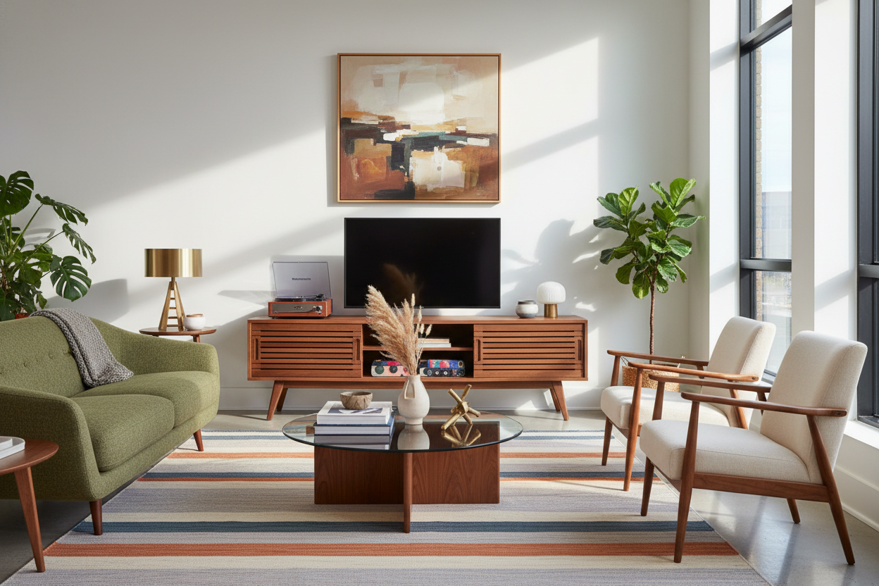 I Finally Splurged on a Walnut Mid Century Modern TV Stand