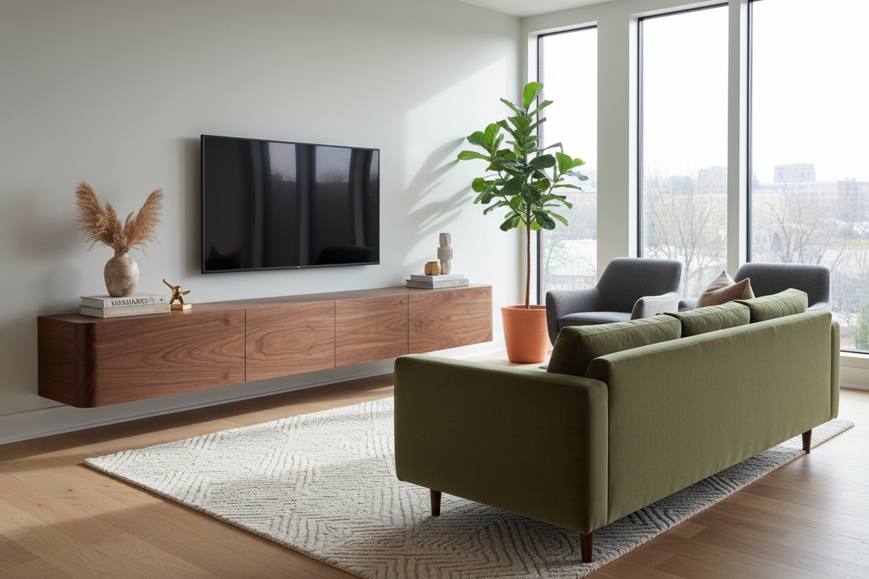 I Finally Found a Walnut Floating TV Stand That Doesn't Look Cheap