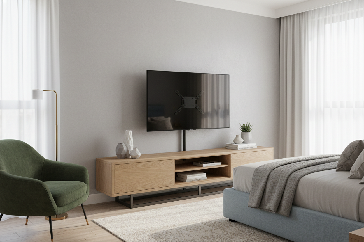 Why I Prefer TV Stands With Mount Over Drilling My Bedroom Walls