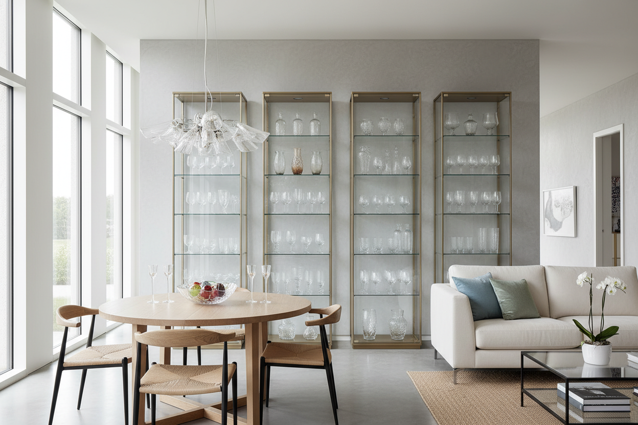 Your Dining Room Needs a Showcase of Glass (Not a Heavy Buffet)