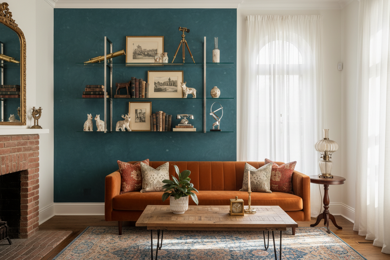 Can a Modern Display Glass Shelf Work in a Vintage Room?