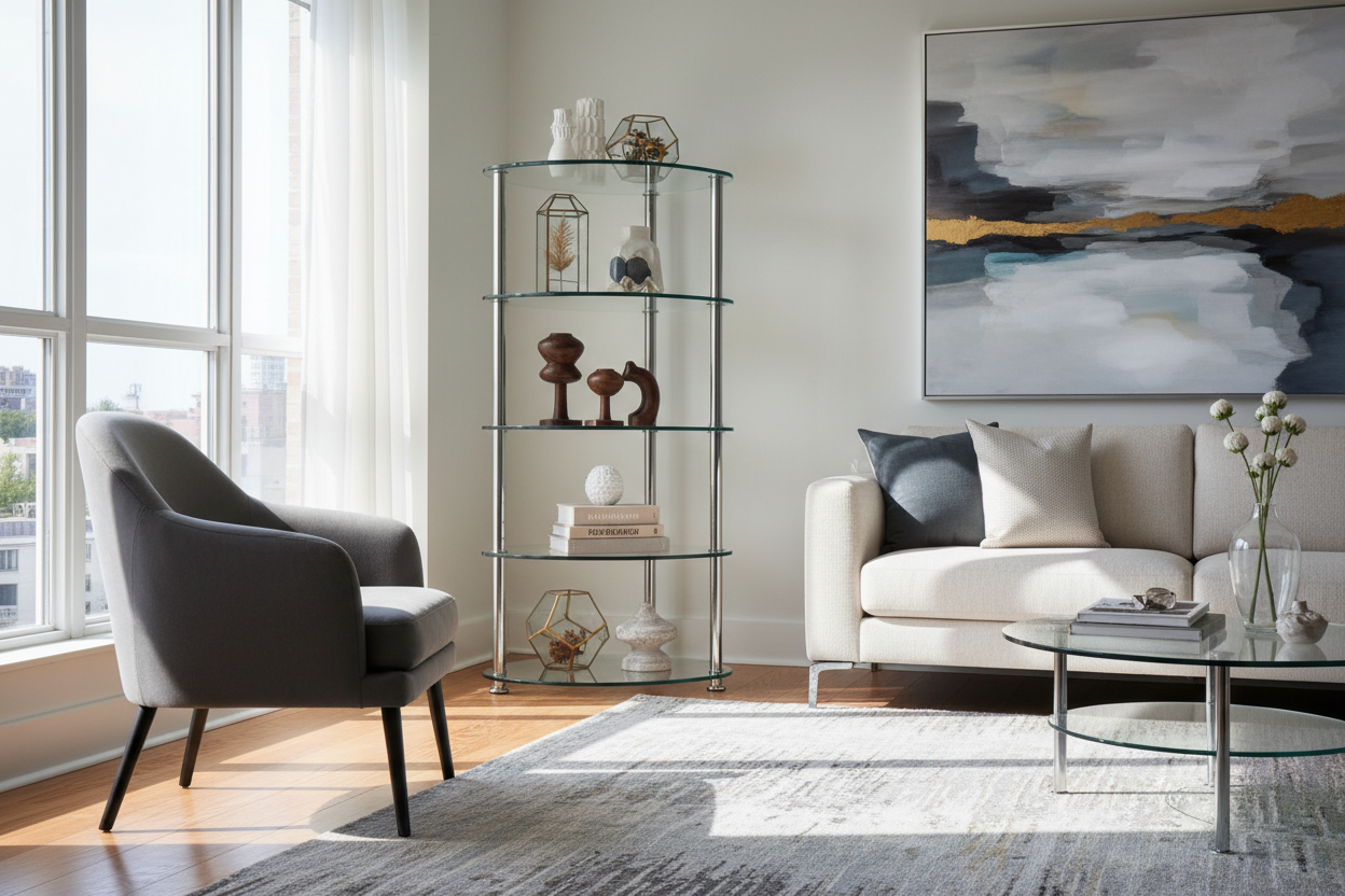 Your Awkward Dead Corner Needs a Glass Tower Shelf (Not a Plant)