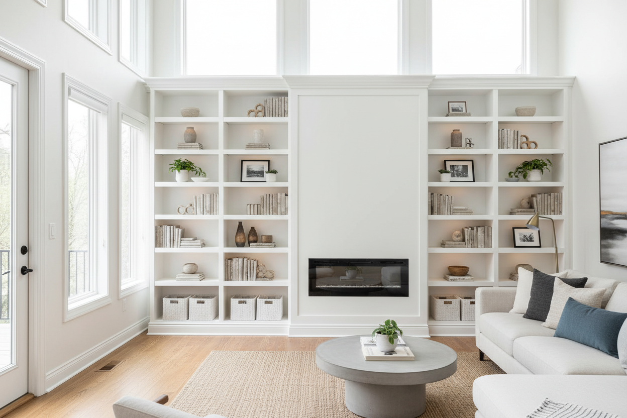 I Made Cheap White Bookshelves Look Like Custom Built-Ins