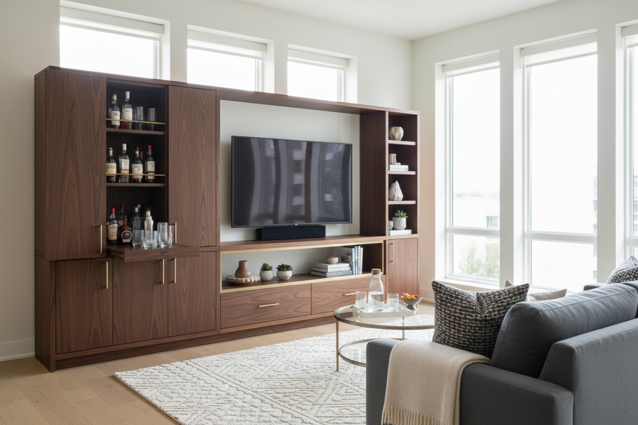 I Ditched My Cluttered Bar Cart for a Bar and TV Stand