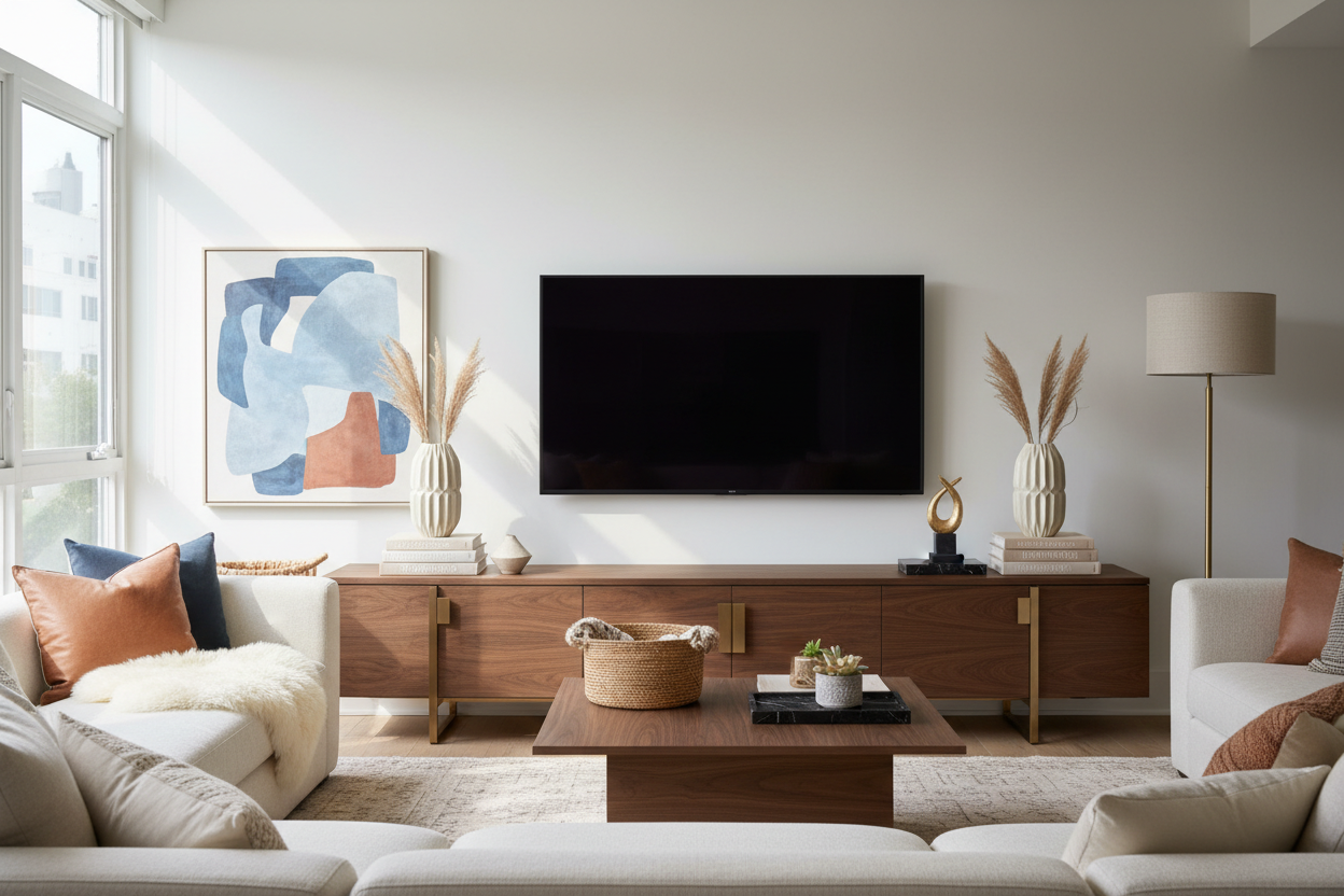 The 3 Rules I Follow When Decorating a TV Stand With a Giant Screen