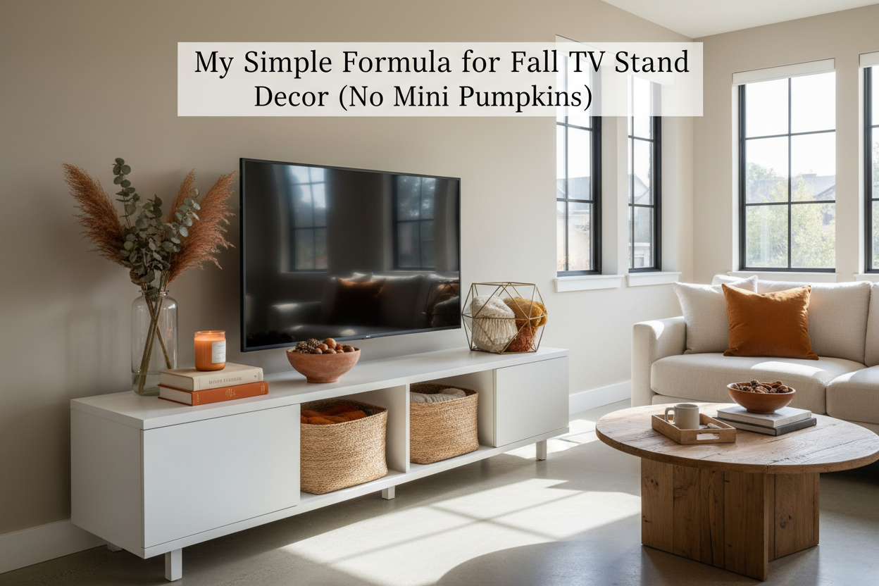My Simple Formula for Fall TV Stand Decor (No Mini Pumpkins)