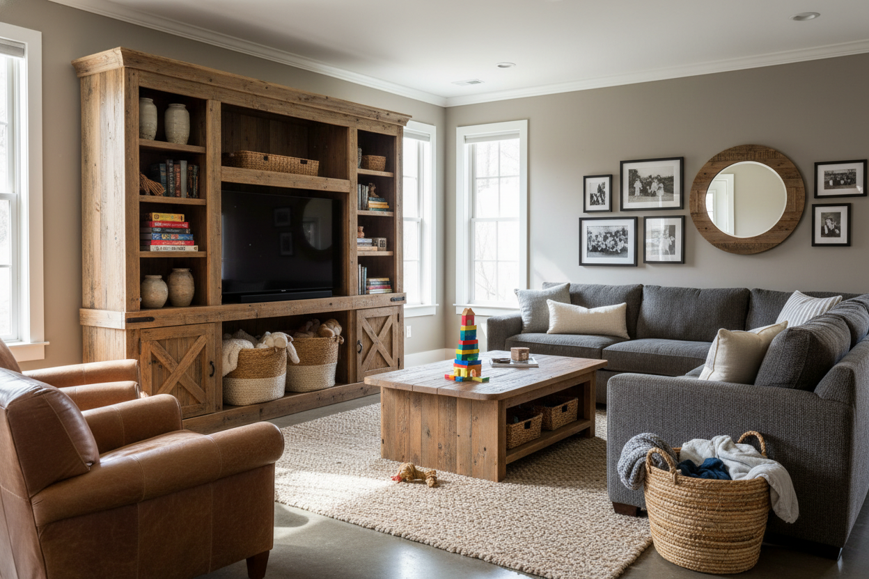 Why a Barn Wood TV Stand Is the Only Console Surviving My Chaotic House