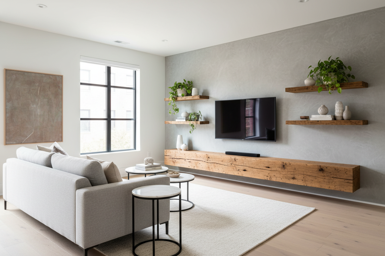 I Mounted a Chunky Wood Beam Under My TV (And It Fixed My Living Room)