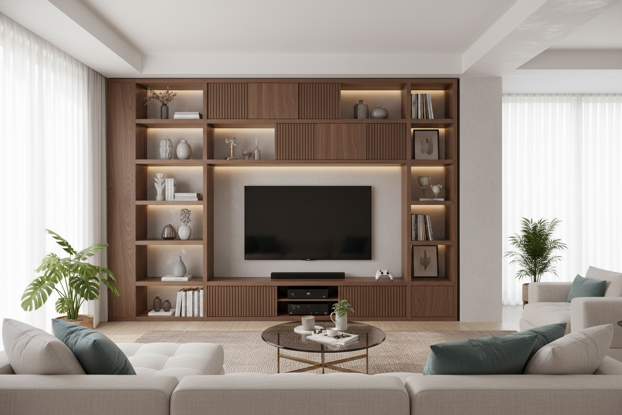 Your Weird Wall Needs a Custom Entertainment Stand (Not Built-Ins)