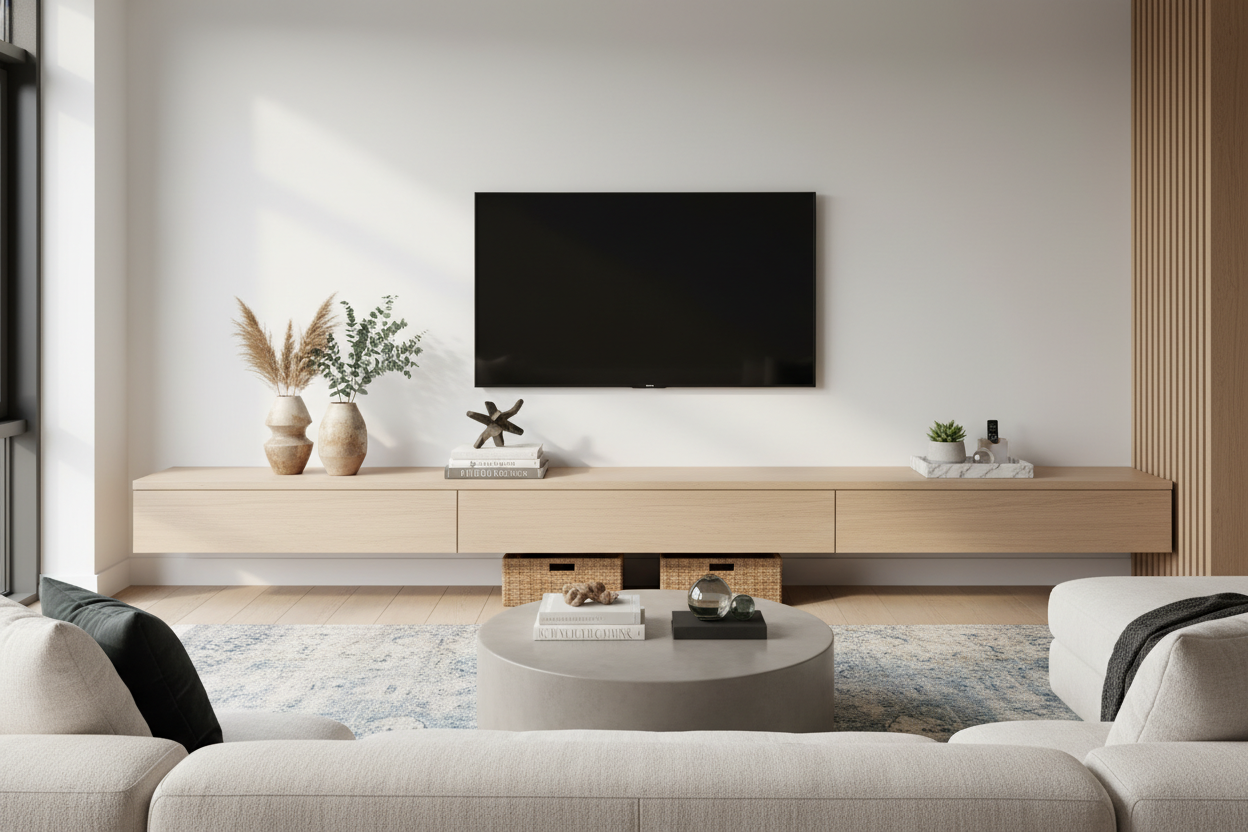 How to Style the Dead Space on a Long TV Stand Without Adding Clutter