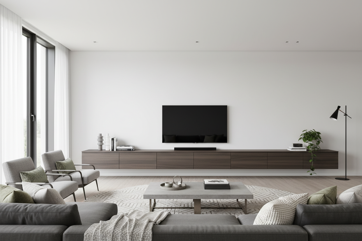 My Blank Wall Needed a Modern TV Stand Long Enough to Anchor It