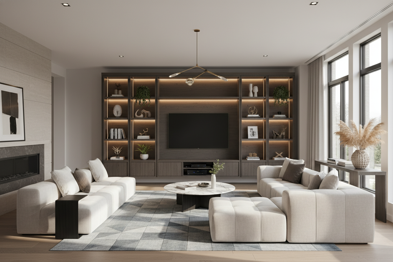 How a 144 Inch Entertainment Center Saved My Empty Open Floor Plan