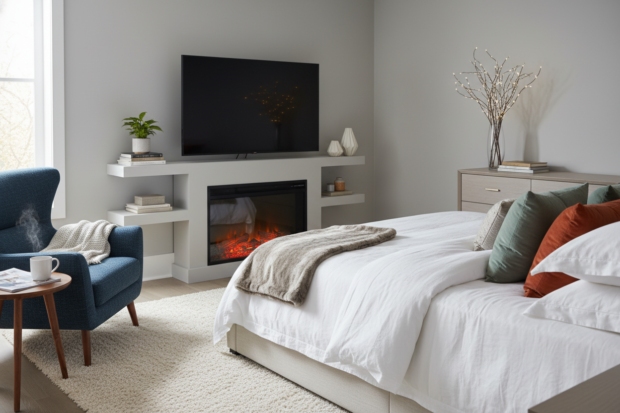 I Put a Media Centre With Fireplace in My Bedroom (And I'm Obsessed)