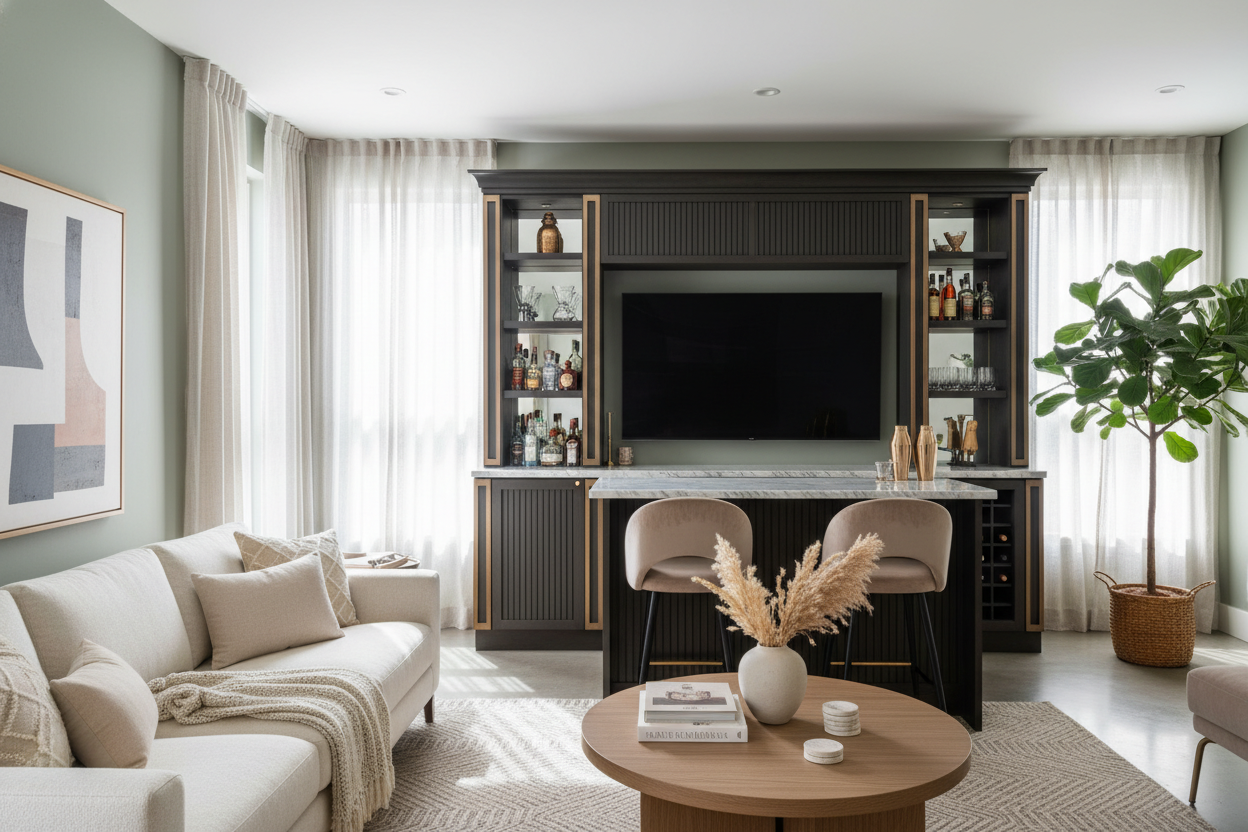 I Swapped My Wobbly Bar Cart for a Bar and Entertainment Center
