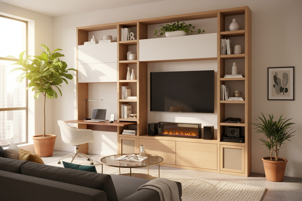 Your Small Apartment Needs a Desk Entertainment Center