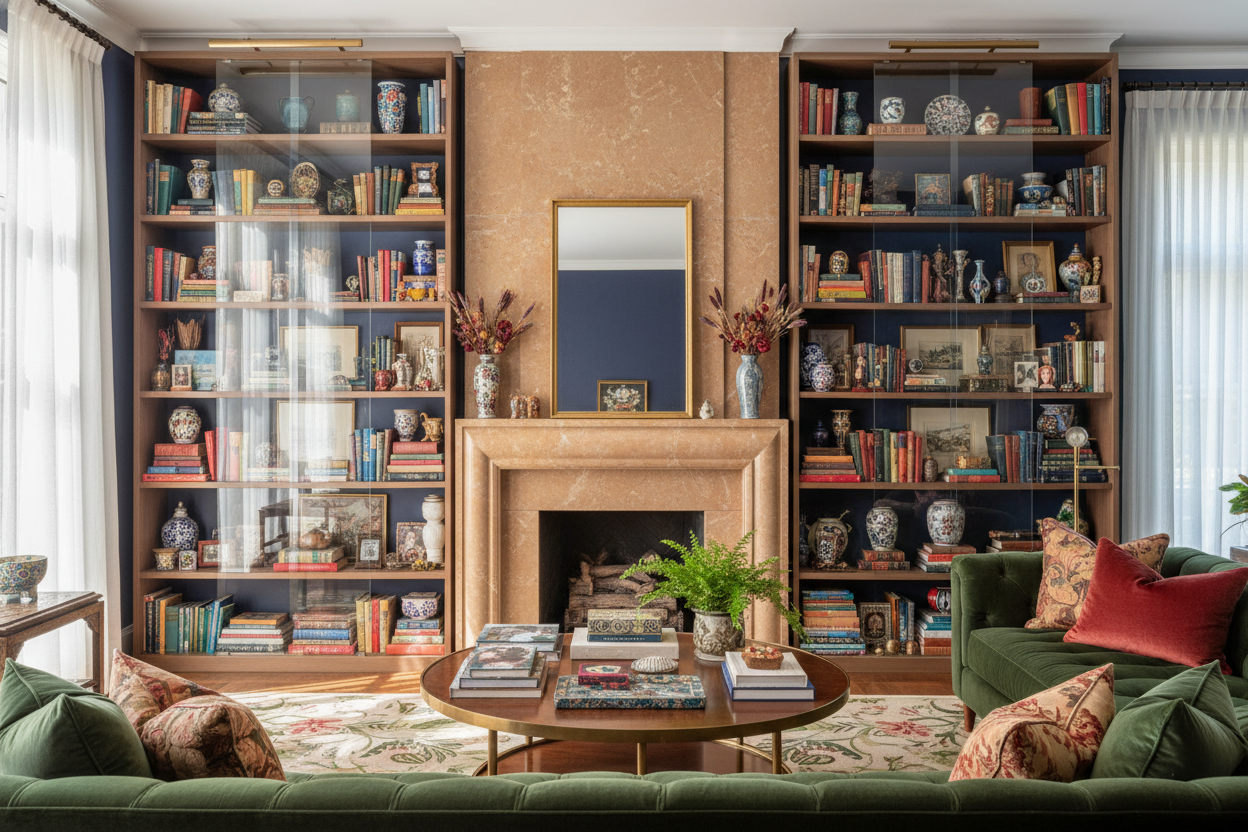 Maximalism Only Works If You Have a Shelf Unit With Glass Doors