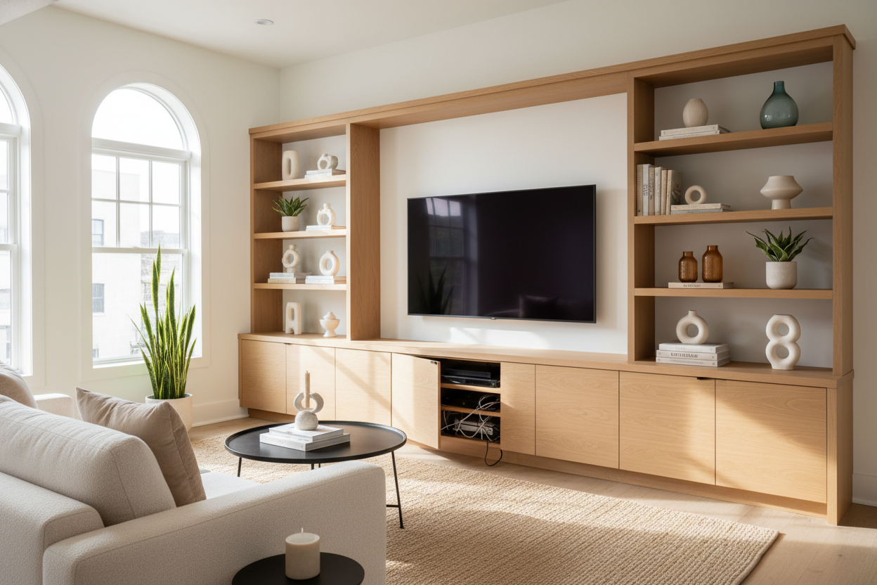 I Finally Built a Beautiful Entertainment Center That Hides the Mess