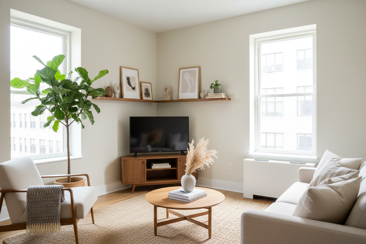 Why I Flipped My Layout and Put a Small TV Stand in the Corner