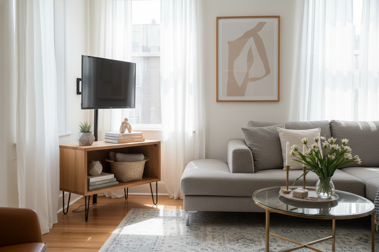 How to Make a Small Corner Television Stand Look Intentional
