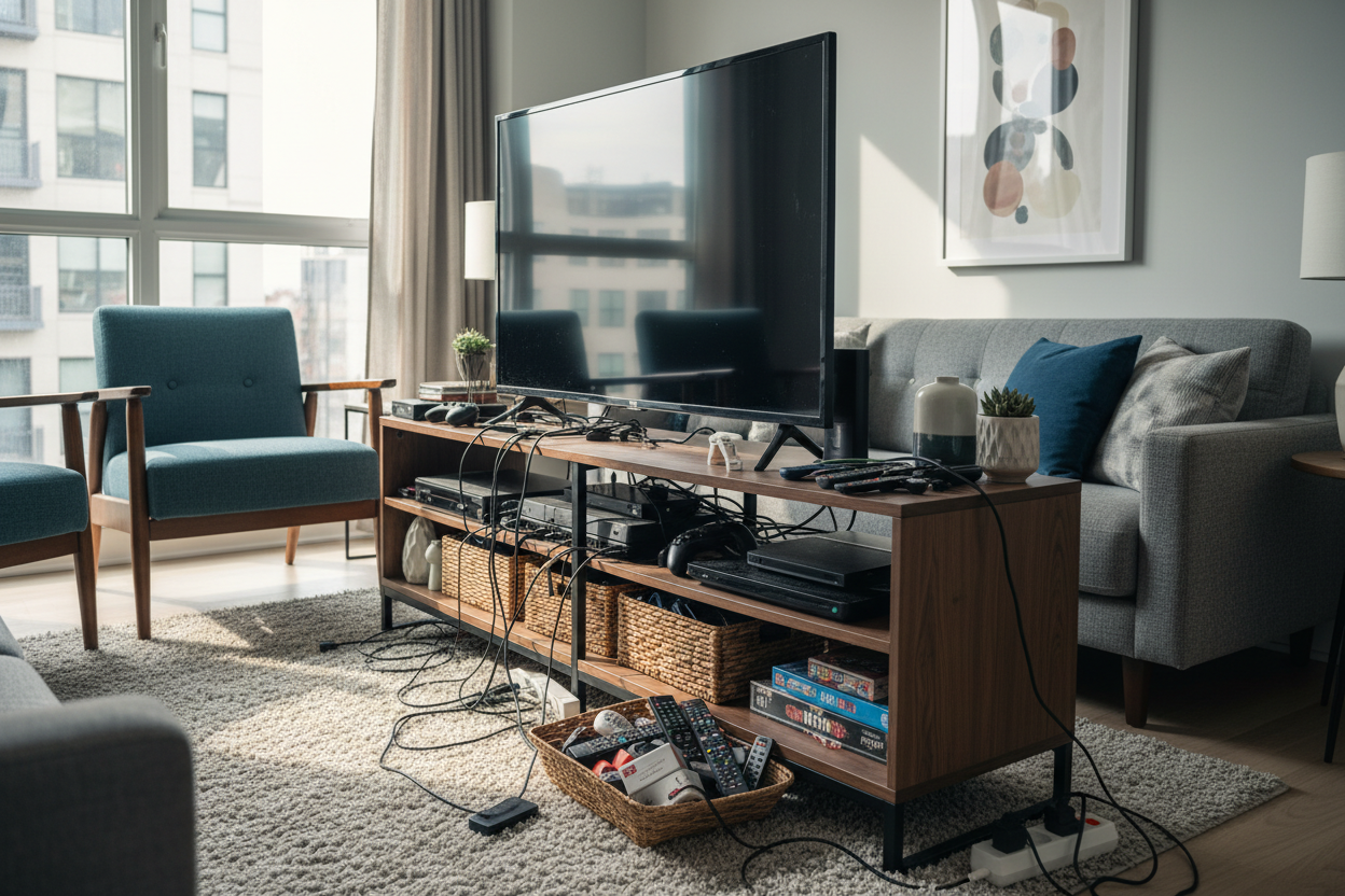 Why an Open-Shelf TV Stand for Small Space Is a Terrible Idea