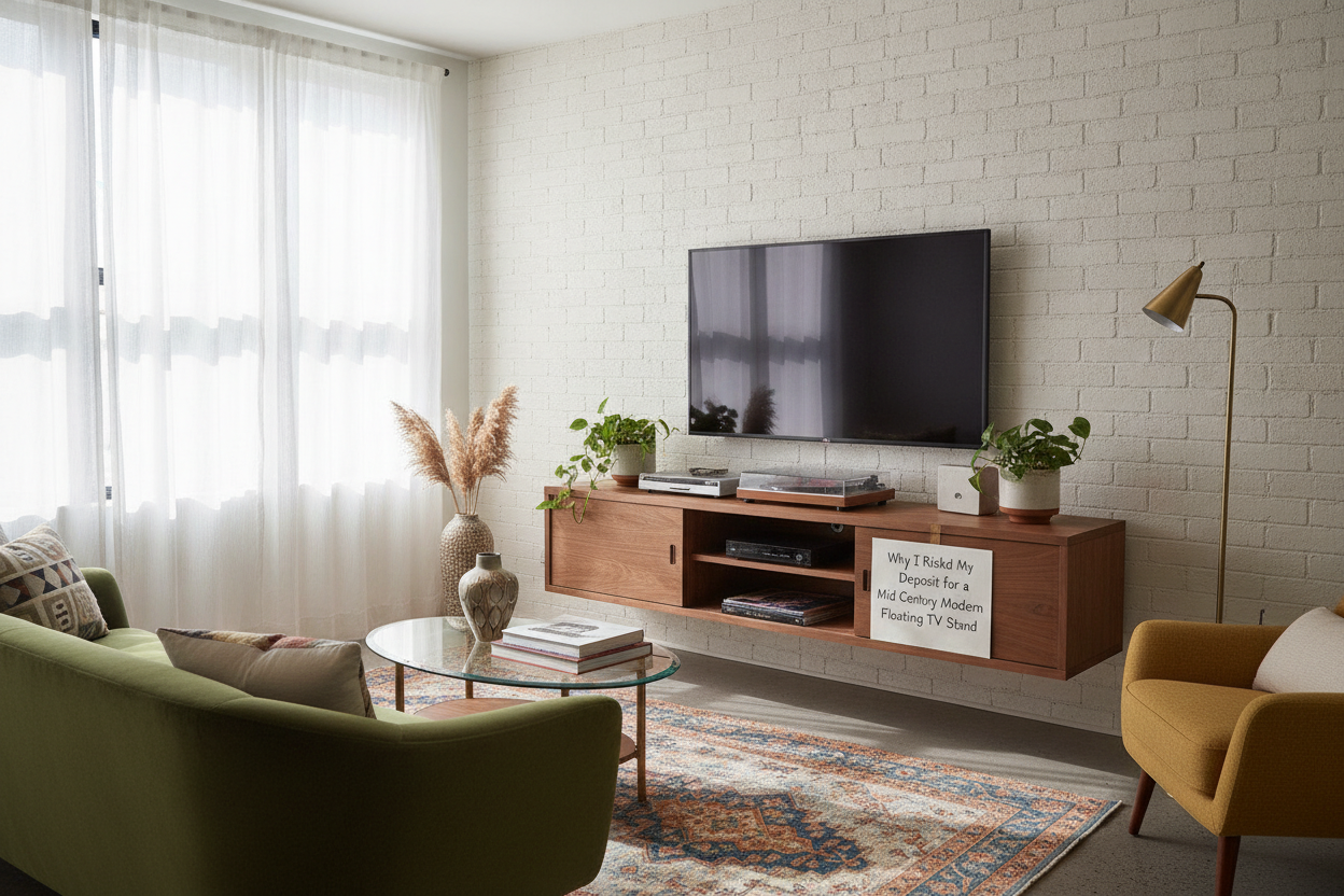 Why I Risked My Deposit for a Mid Century Modern Floating TV Stand