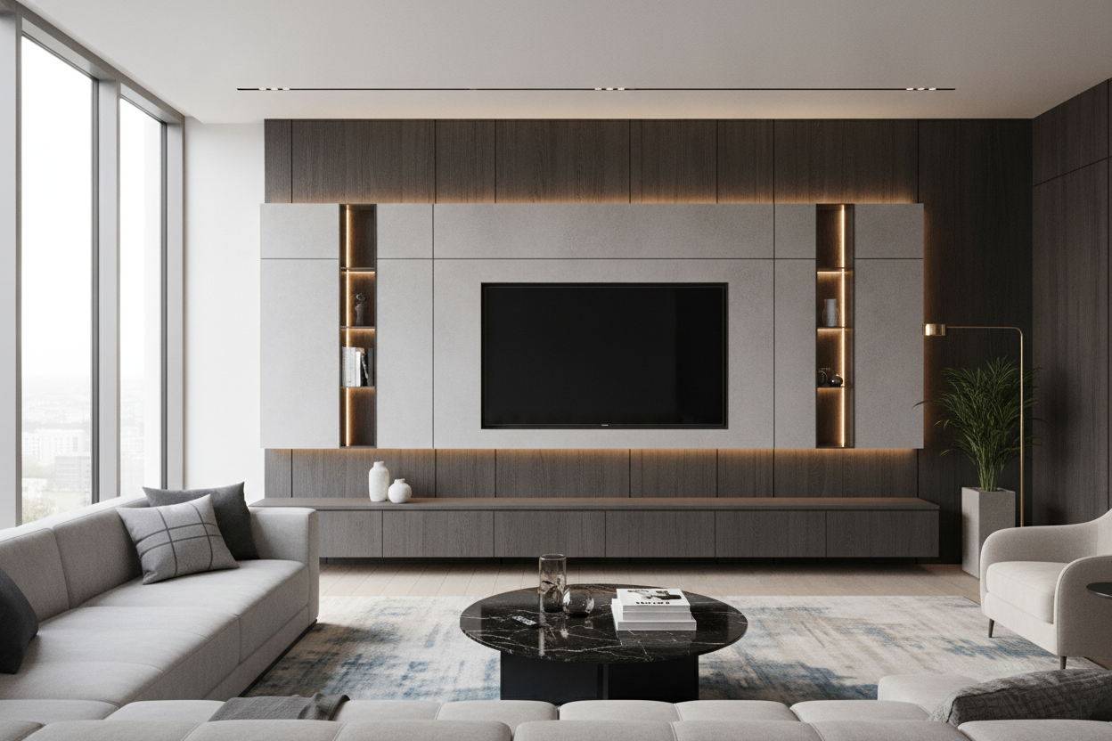 Your Modern TV Wall Unit With LED Lights Shouldn't Look Like a Dorm