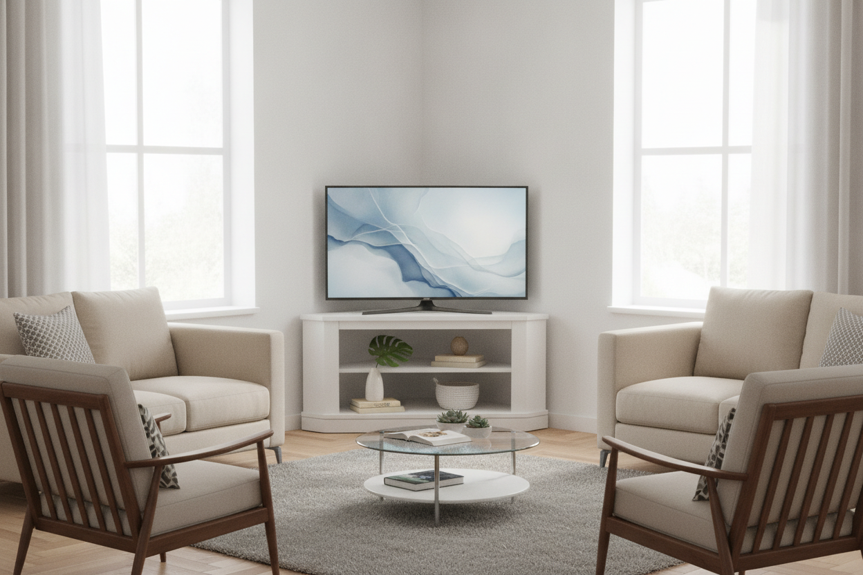 Does a Corner TV Stand in White Actually Make a Room Look Bigger?