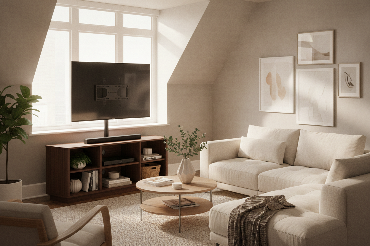 Don't Drill Angled Walls: Get a Corner TV Stand With TV Mount