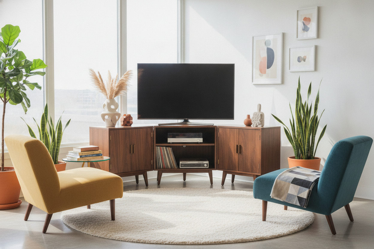 Stop Fighting Your Floor Plan: Get a Mid Century Corner TV Stand