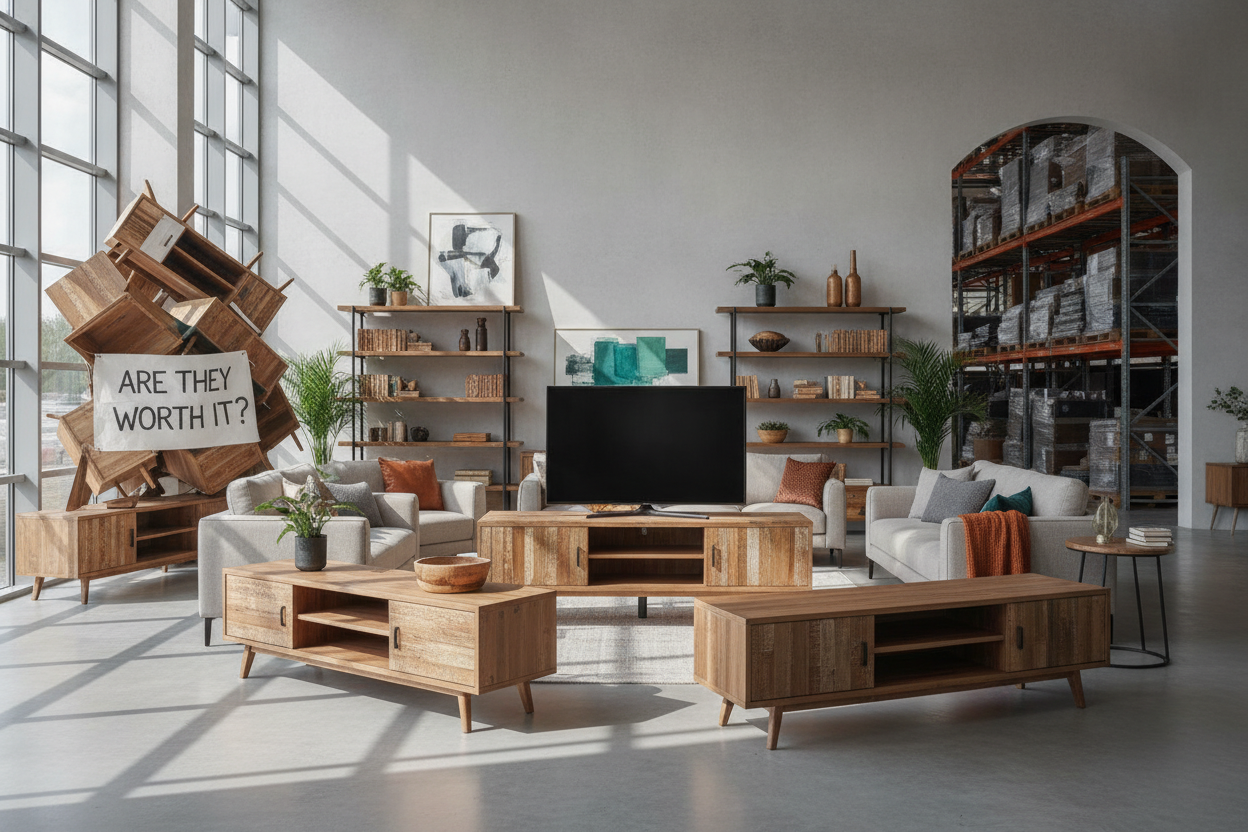 Are TV stands at the dump actually worth the warehouse chaos?