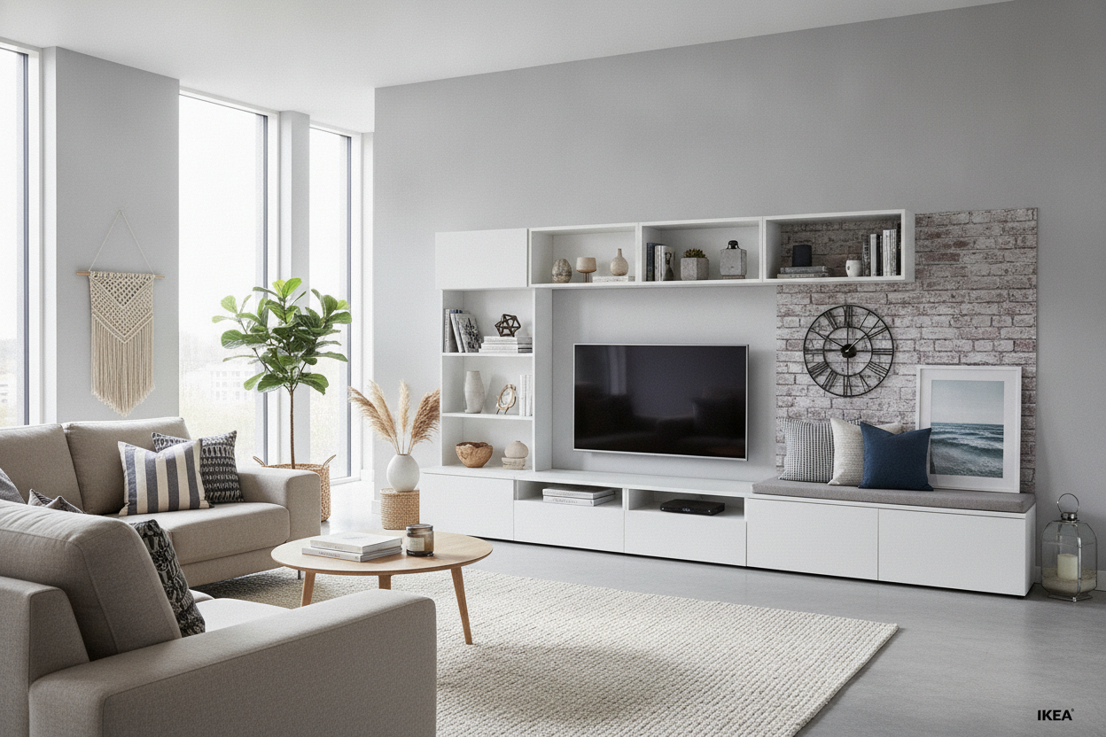 My Basic White TV Stand IKEA Console Survived 4 Decor Phases