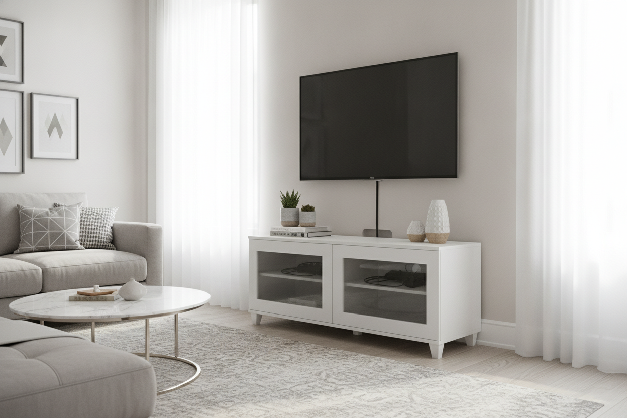 Can a White TV Stand With Glass Doors Actually Hide Your Cords?