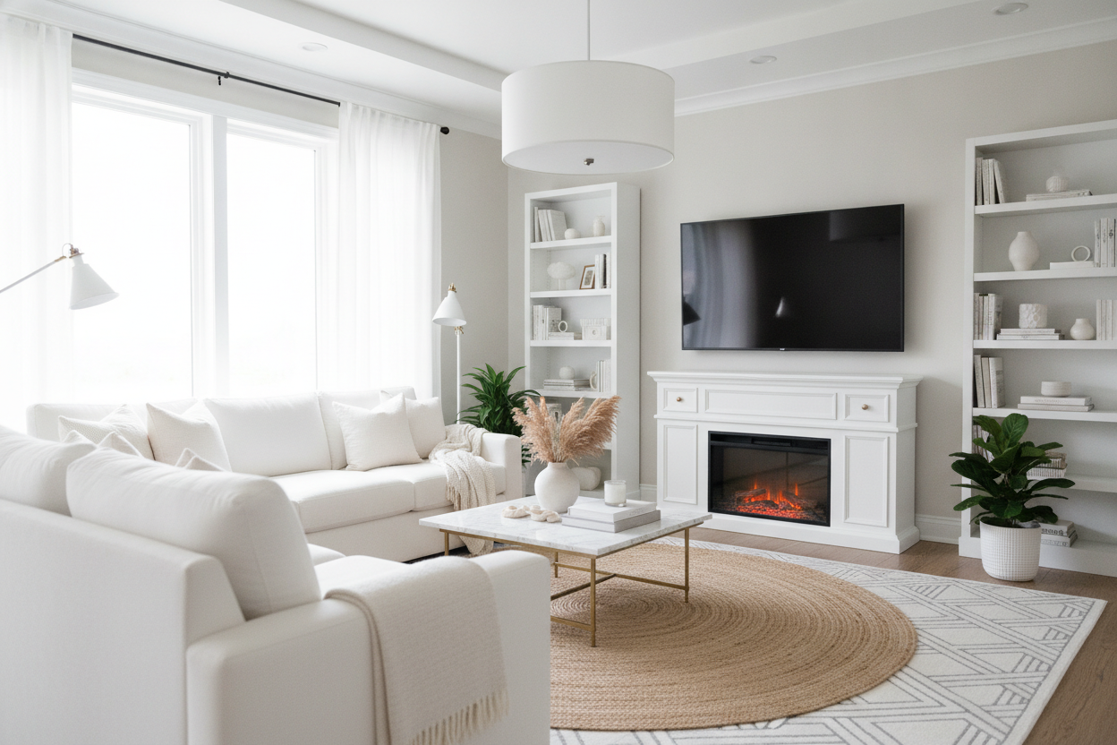 My Gloomy Living Room Needed a Glow-Up (Enter: Fireplace TV Stands White)