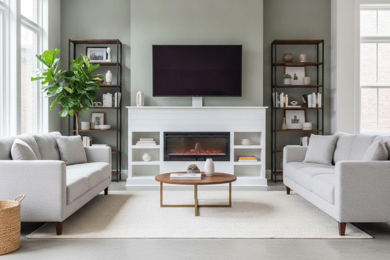 I Hid My Ugly Hearth With a TV Stand Over Fireplace Setup