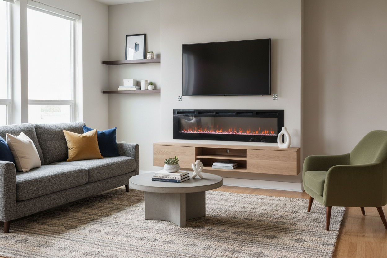 I Hung a Wall Mounted Electric Fireplace TV Stand on Basic Drywall
