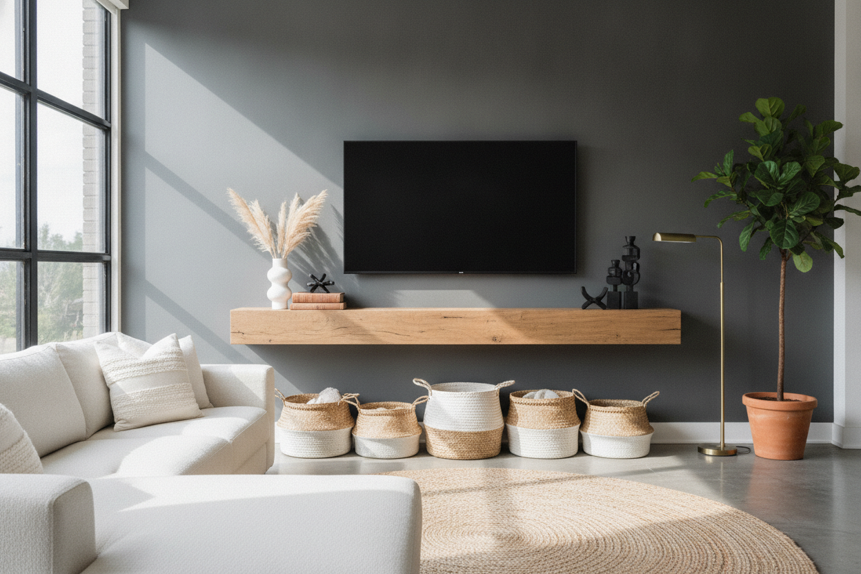 Your Bare Wall Needs a Mantel for TV (Even Without a Fireplace)