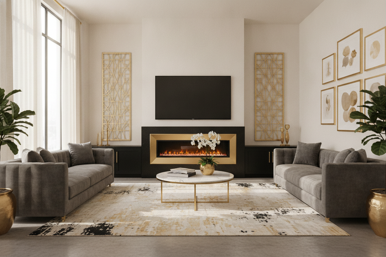 I Was Afraid a Gold TV Stand With Fireplace Would Look Tacky