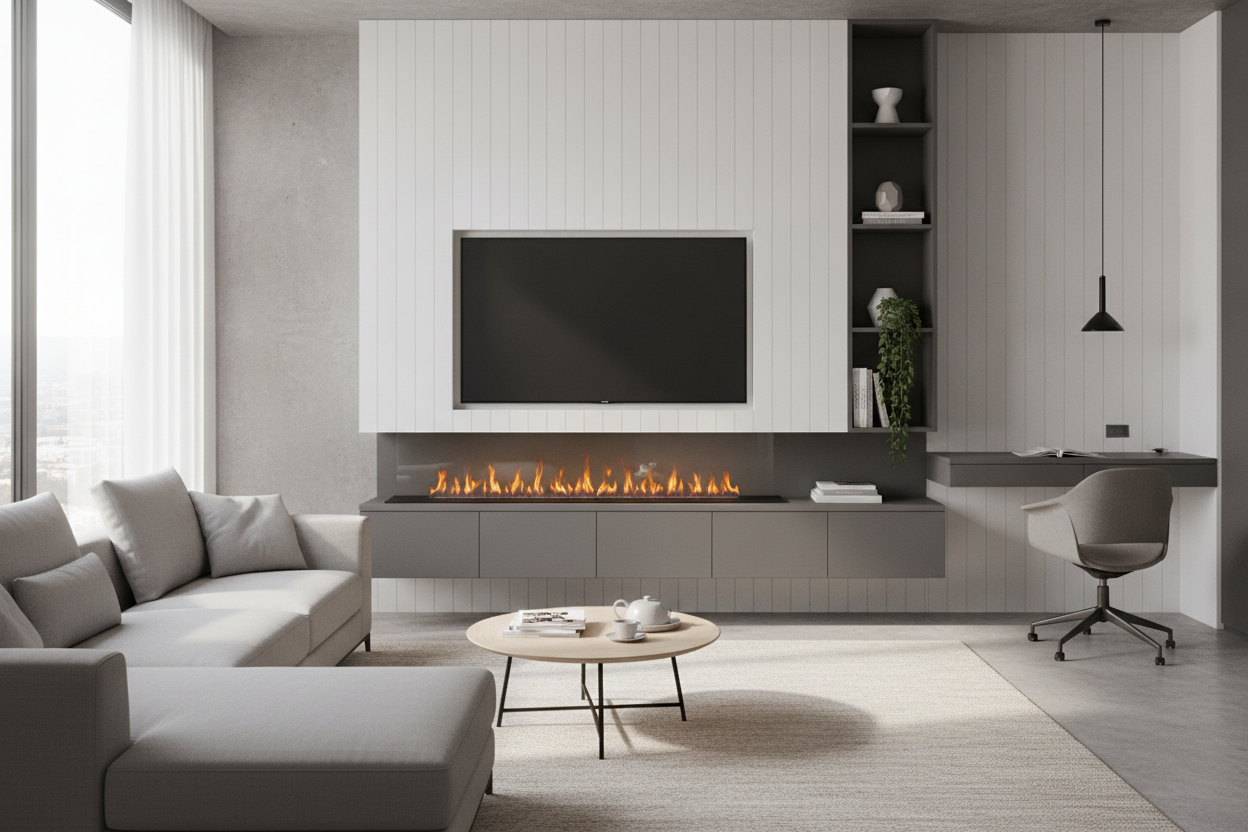 I'm Calling It: A Wall Fireplace TV Stand Is the Ultimate Space Saver
